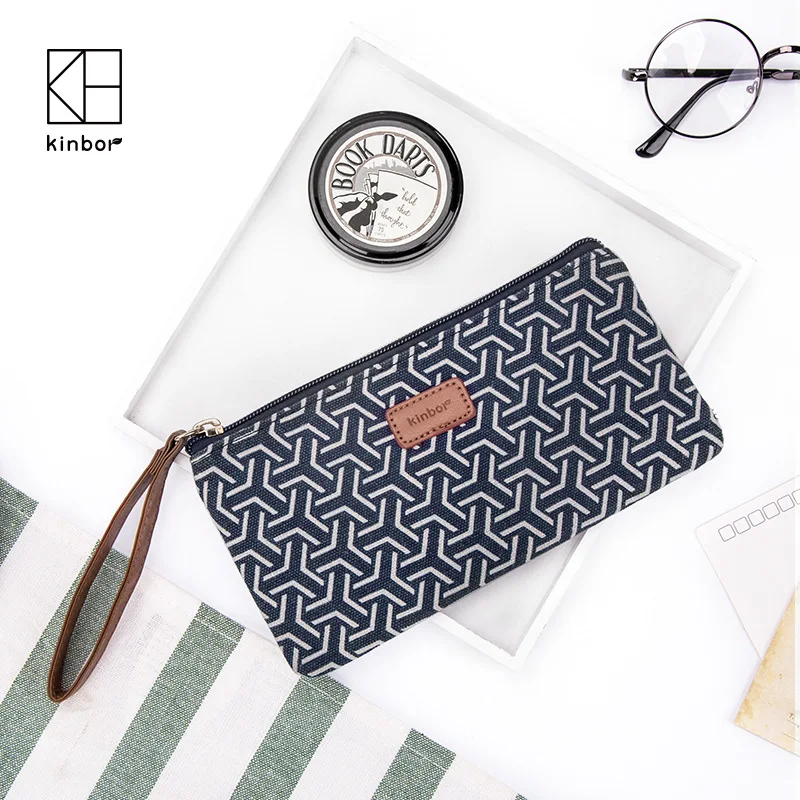 

Kinbor Fashion Canvas Pencil Bag Large Capacity Pen Case Cosmetic Pouch School Zipper Pencil Holder Bags Gift For Students
