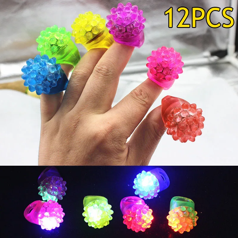 

12 Pcs/ Set Strawberry Shape Flashing LED Ring Luminous Finger Rubber Rings Event Party Supplies 88 YJS Dropship