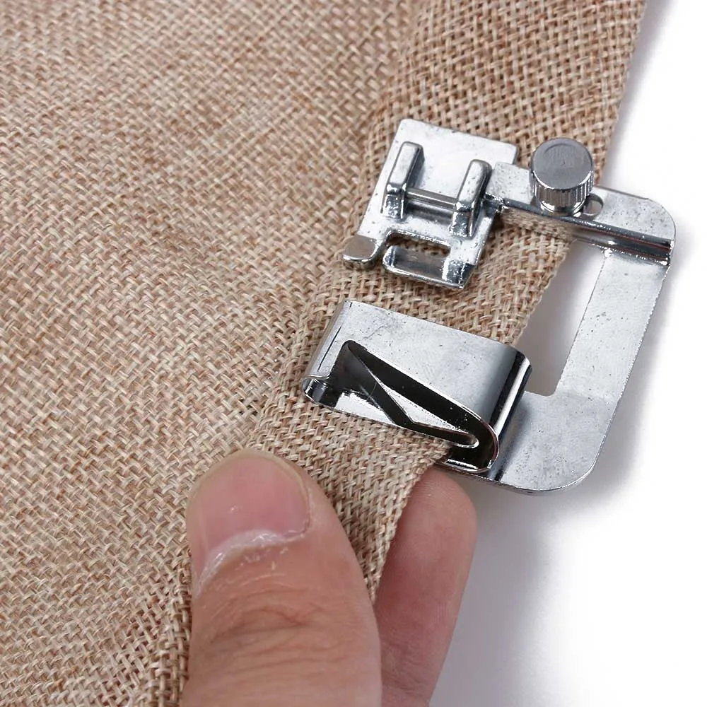 

1PC 3/19/25mm Stainless steel Practical Domestic Silver Hemming Cloth Strip Presser Foot Sewing Machine Parts Rolled Hem Foot