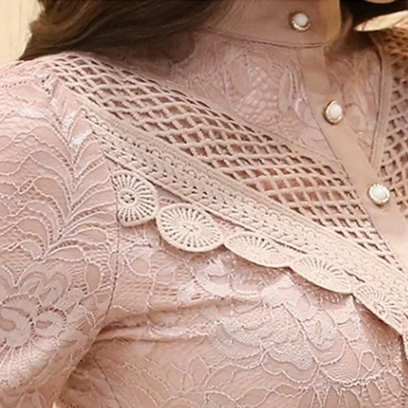 SEXMKL женские топы Модная белая кружевная блузка Осенняя офисная рубашка с длинным рукавом Корейская открытая черная блузка женская блуза