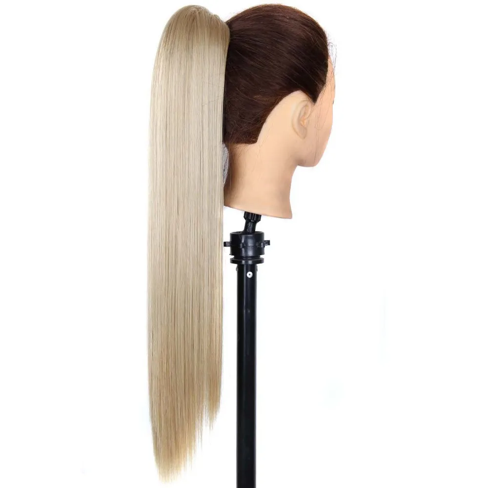 

Luxury for Braiding 24" Long Straight 150g Highlighted Heat Resistant Fiber Claw Clip Drawstring Ponytail Synthetic Hair Pieces