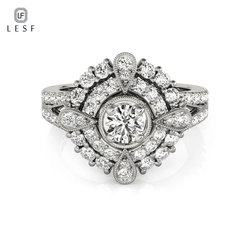 LESF New Unique Design 925 Sterling Silver Finger Rings Cubic Zirconia Wedding Rings for Women Fashion Real Silver Jewelry