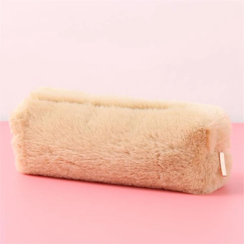 Solid Color Plush Pencil Case School Pencil Cases Bag Stationery Pencilcase Kawaii Pencil Case For Girls School Supplies Tools