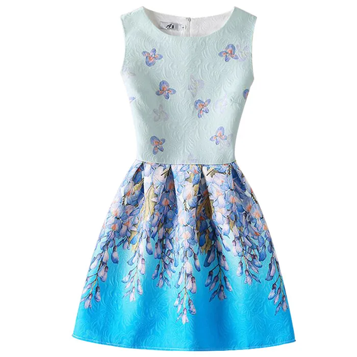 Платье для девочек летние платья для девочек одежда с принтом платье принцессы трапециевидной формы для девочек-подростков на день рождения вечернее платье - Цвет: as picture