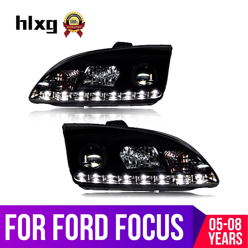 Hlxg для Ford Focus 2005 2006 2007 2008 фары в сборе объектив проектора Светодиодная лампа