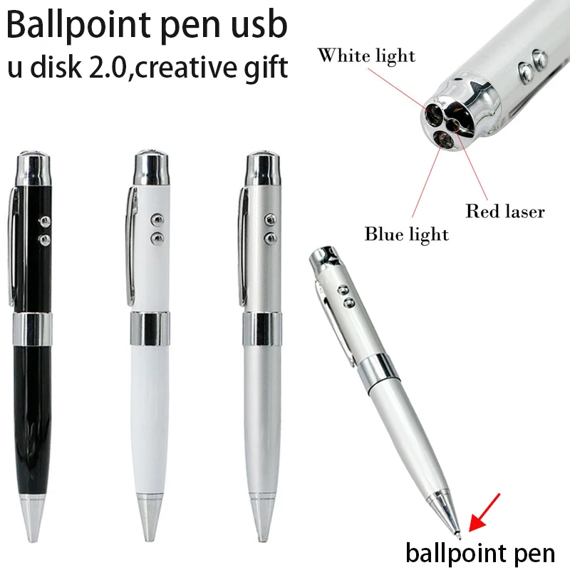 Hot Ballpoint Pen Model Laser Light Usb Flash Pen Drive Memory Stick Storage Pendrive 4GB 8GB 16GB