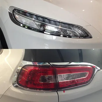 

Head + Tail Light Cover Chrome Front Rear Lamp Trim FOR Jeep Cherokee KL 2014 2015 2016 2017 Styling Accessories