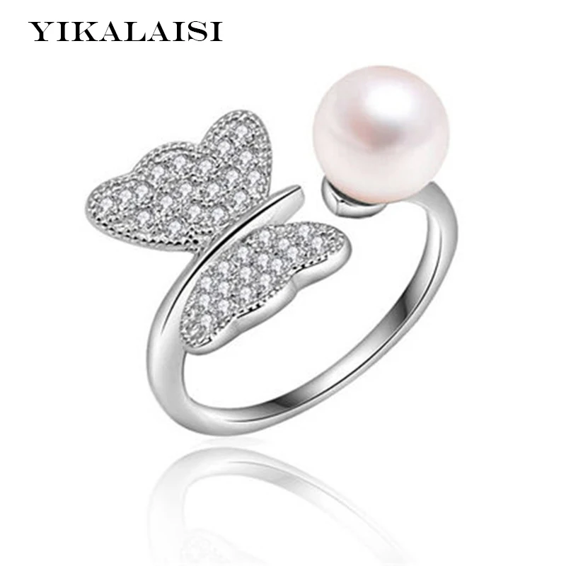YIKALAISI 2017 Pearl Ring Jewelry Butterfly Ring Perfect