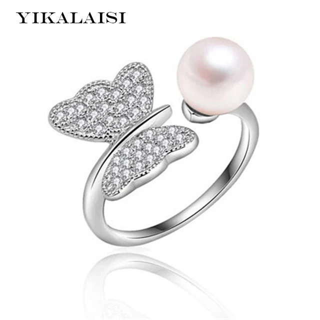 yikalaisi 2017 pearl ring jewelry butterfly ring perfect circle pearl wedding rings 925 sterling silver jewelry - Pearl Wedding Ring yikalaisi 2017 pearl ring jewelry butterfly ring perfect circle pearl wedding rings 925 sterling silver jewelry - Pearl Wedding Ring
