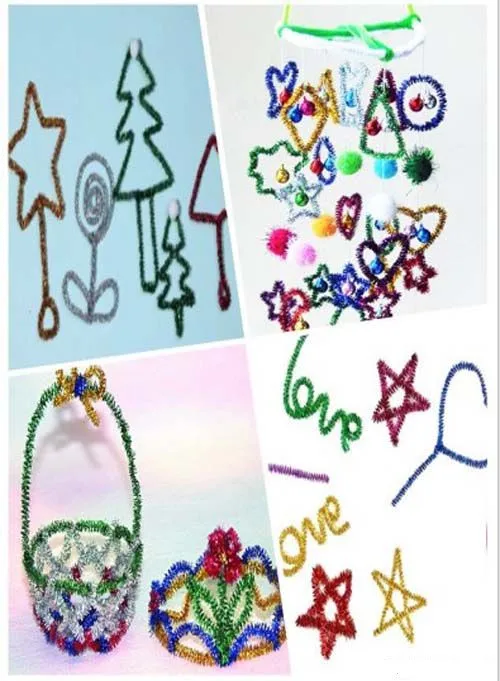  100pc/lot Assorted Glitter Metallic Chenille Stems Sparkly Pipe Cleaners Kindergarten Kids Educatio - 32719903762