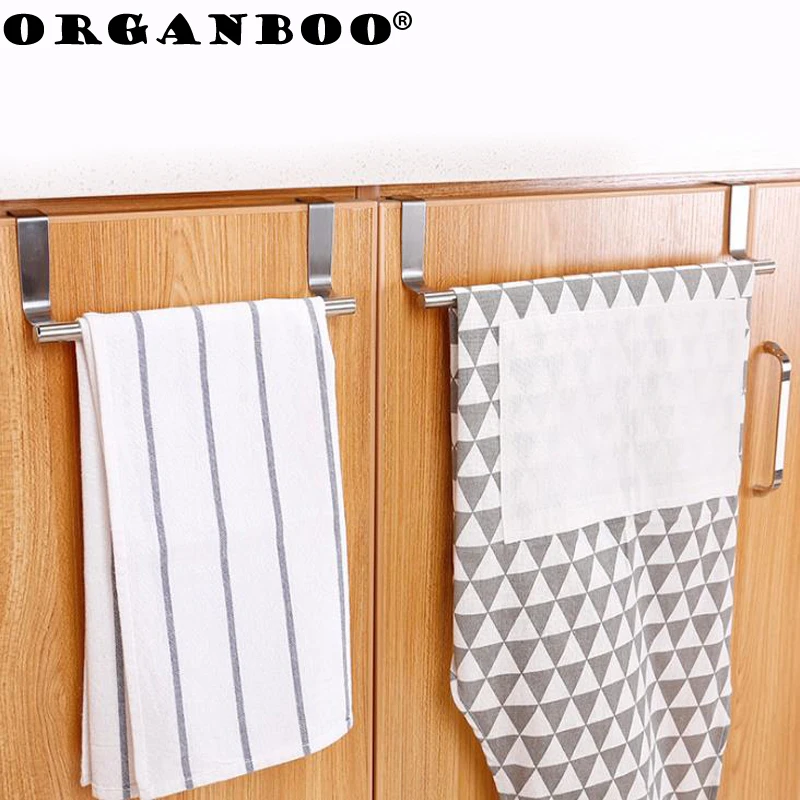 

ORGANBOO 1PC Kitchen multi-purpose stainless steel single rod towel rack cabinet door racks bathroom towel shelf
