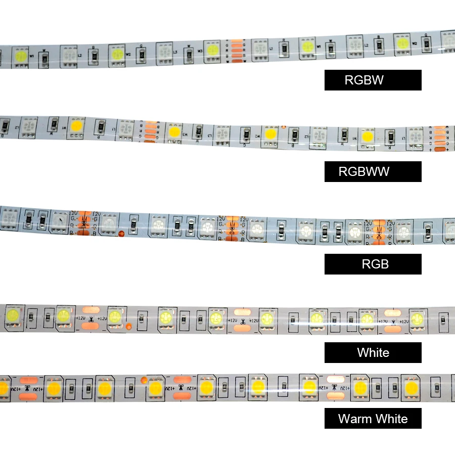 DC12V 5050 Светодиодные ленты Водонепроницаемый RGBW гибкий свет 60LED/M Водонепроницаемый IP20/IP65 RGB+ белый/+ теплый белый Клейкие ленты для украшения