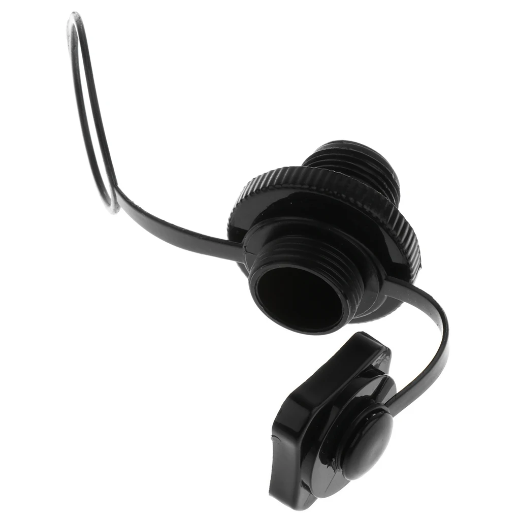 2 Pcs Durable Plastic Safety Air Valve Nozzle for Inflatable Boat Rubber Kayak Tender Raft Mattress Airbed Black 