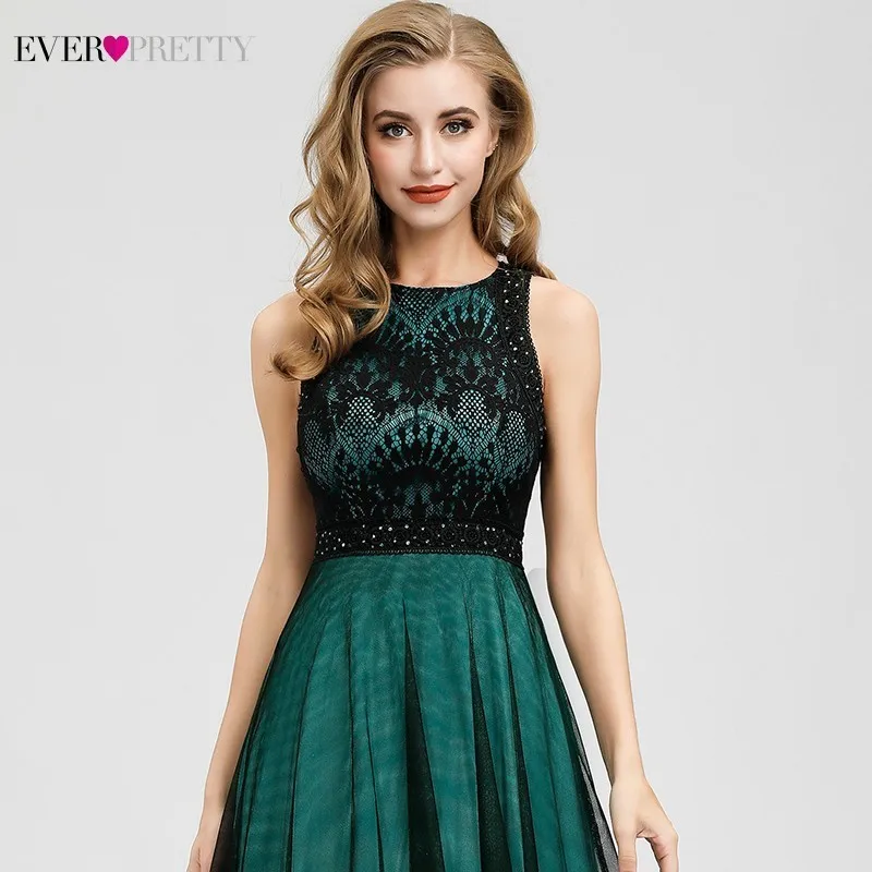Elegant Dark Green Evening Dresses Long Ever Pretty EZ07965 A-Line Contrast Color Embroidery Lace Formal Dresses Robe De Soiree Elegant Dark Green Evening Dresses Long Ever Pretty EZ07965 A-Line Contrast Color Embroidery Lace Formal Dresses Robe De Soiree
