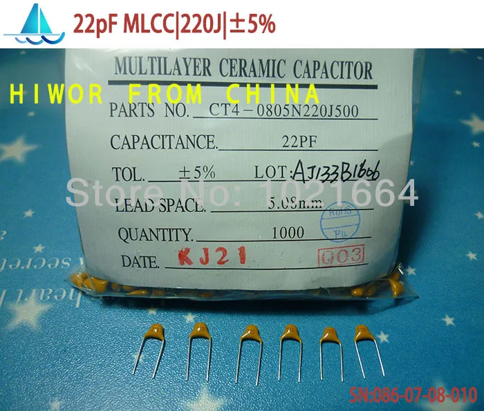 (1000 шт./лот) (конденсаторы | MLCC) 22pF 220J 50 в свинцовый многослойный монолитный