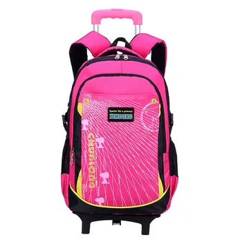

Kids Travel Trolley Backpack On wheels Girls Trolley School bags Children's Detachable cute Rolling Bag School Backpacks for Boy