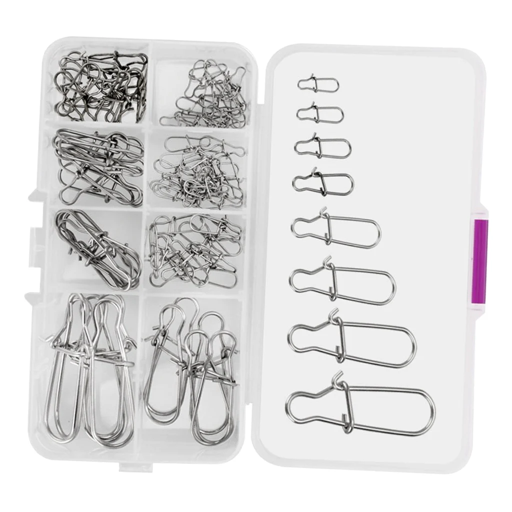 100 Pcs Fishhooks Fishing Lure Snap Connector Nice Fastlock Snap Lure Hooks for Fly Hook Fishing Rod line Connecting Monsters