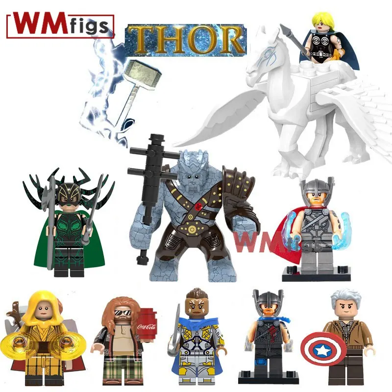 

single blocks THor Hela Loki Korg Valkyria Battle Horse Pepper Super Heroes Mister bricks model Blocks Kids Toys for children