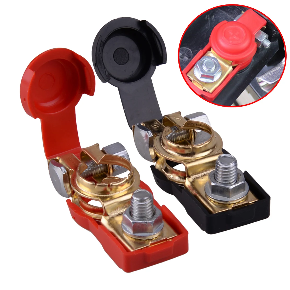 1 PAIR 12V Pure copper plus thick Car Battery Terminal Clamp