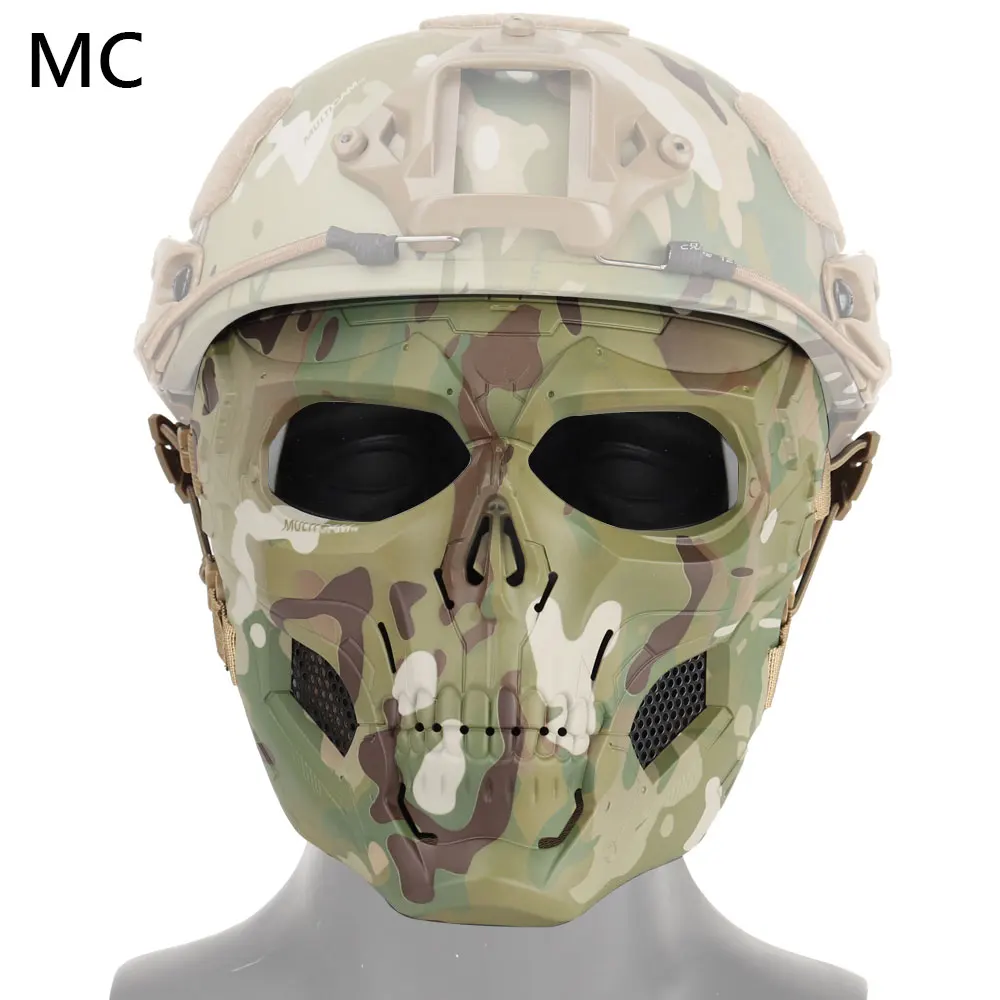 Airsoft Shooting Tactical Hunting Equipment Gears Skull Messengers Unisex Full Protective Mask Helmet 2 Wearing Ways Accessories - Цвет: MC