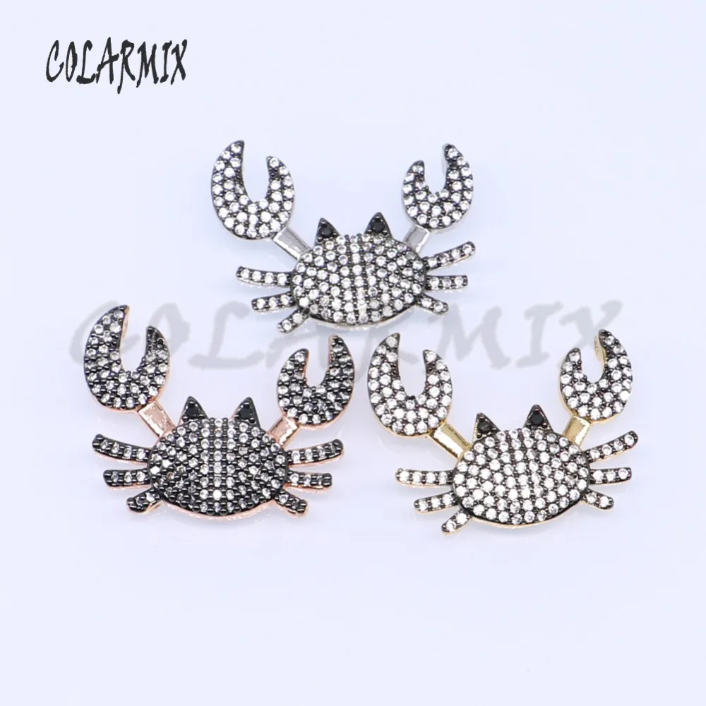 Wholesale Tiny zircon crab charms fashion jewelry connector for jewelry