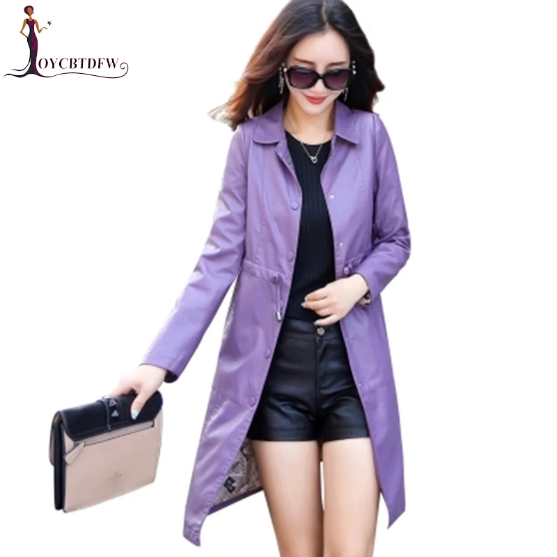 M-5XL Large Size Autumn Women Red Leather Coat 2018 Fashion High Quality Lapel Leather Clothing Fem