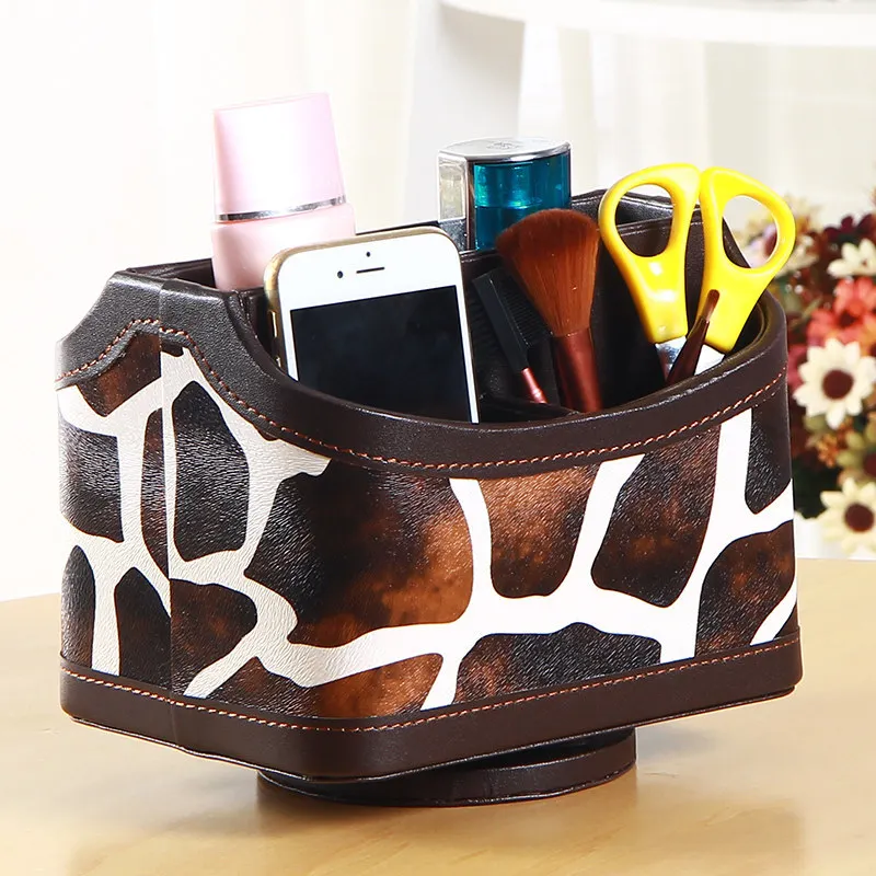 

Creative fashion home remote control storage box European leather desktop storage box