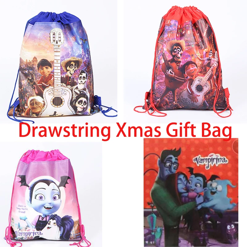 

1PC 27*36cm Movie COCO Vampirina Kids Girls Boys Non-woven Drawstring Backpacks Birthday Party Xmas Gift Bag Action Figure Toys