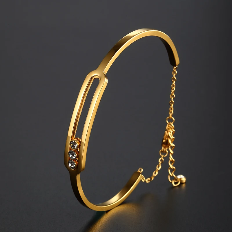 

Fashion Cubic Zirconia Bracelets & Bangles Silver Rose Gold Color Adjustable Bracelets for Women Wedding Birthday Brand Gift