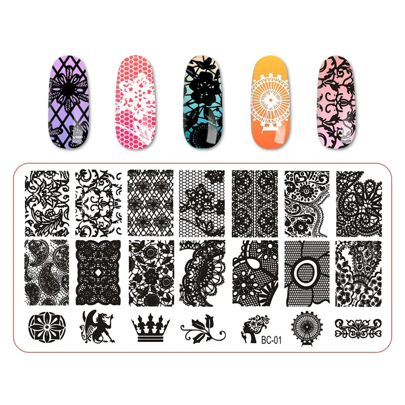 

Manicurara Nail Art Stamp Stamping Image Plate 12*6cm Stainless Steel 20 Styles For Choose Nail Template Manicure Stencil Tools