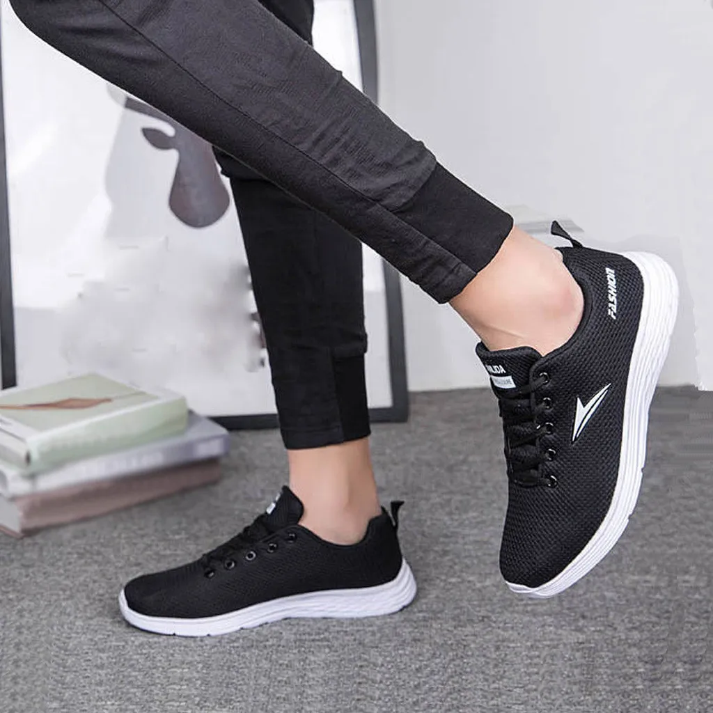 

2019 men comfortable summer sneakers solid color Men's Fashion Sneakers Casual Mesh Breathable Shoes Round Toe Sneakers