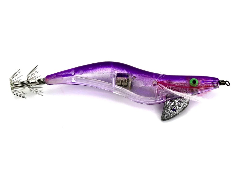 Eletrônico Camarão Pesca Iscas 12.8cm 29g Lulas Artificiais Ganchos Jigs Lula Isca Pena Chumbo Cabeça Tackles 10 Pçs 7 Iscas artificiais