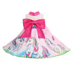 На день рождения для маленьких девочек Единорог Туту платье летнее платье для девочек Одежда для маленьких девочек Детские платья для