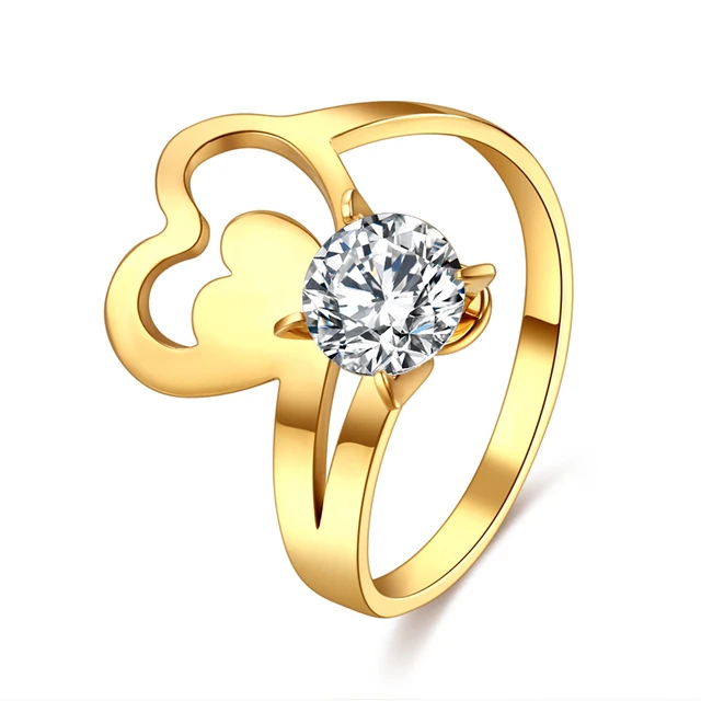 CACANA Titanium 316L Stainless Steel Jewelry Unique Crystal Heart Rings For Wome CACANA Titanium 316L Stainless Steel Jewelry Unique Crystal Heart Rings For Wome