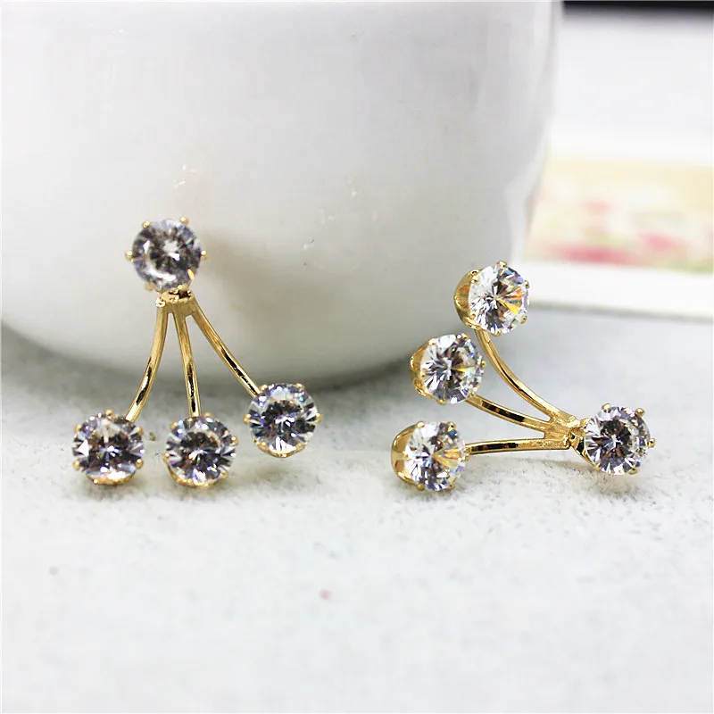 

2019 new design fashion brand jewelry elegant double sides earrings for women metal Beaded stud earrings