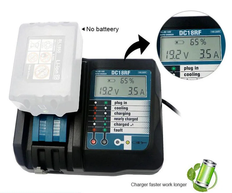 DC18RF части сверла литий-ионная батарея зарядное устройство 3.5A зарядный ток USB 2.1A выход lcd для Makita 18V 14,4 V BL1830 Bl1430
