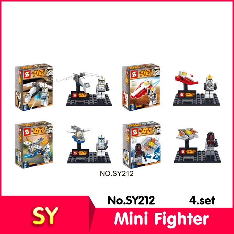 

SY SY212 4set/lot Star Wars Series Mini Fighter Model Building  Set Blocks Bricks toy Compatible  Gift