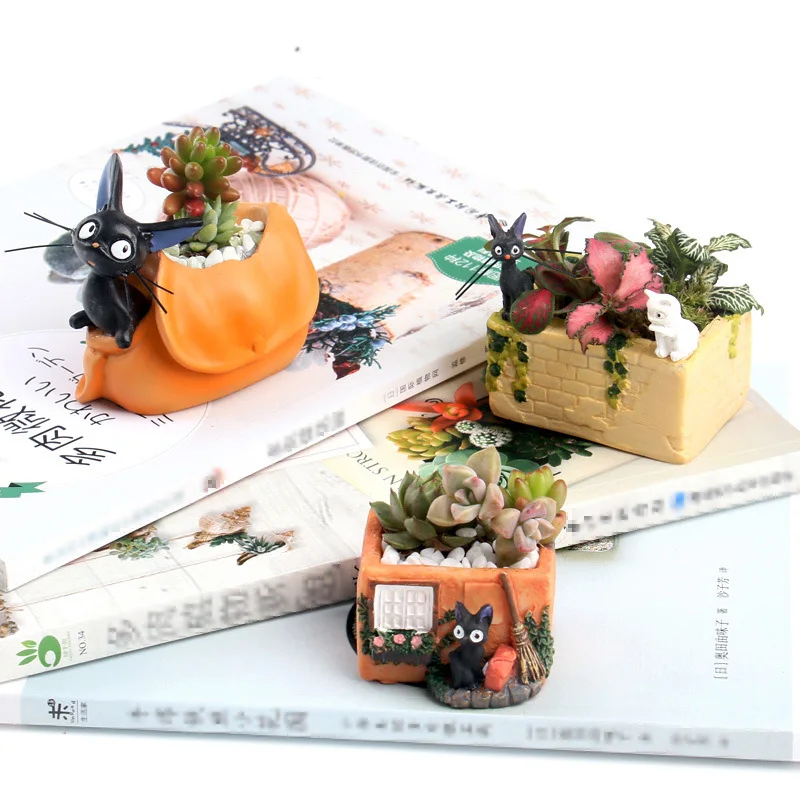 Modern Cartoon Succulent Planter Pot Resin Creative Crafts Cute Totoro Flower Pot Home Decorations Beldam Jiji Couple Cat Vase