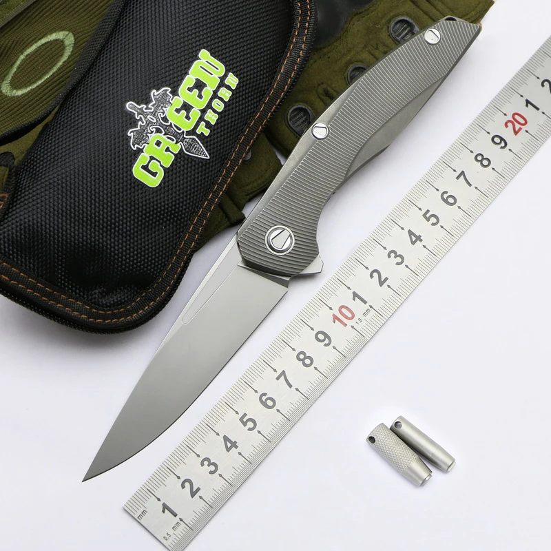 

Green thorn 111 folding knife M390 blade 3D TC4 titanium alloy handle survival camping hunting pocket knife tactics EDC tools