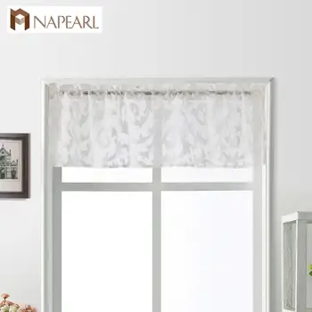 

NAPEARL 1 Piece Short Tulle Curtains Small Valance Drops Rustic Home Decor Thread Kitchen Windows Rod Pocket Stripe Match Drapes