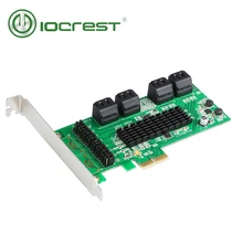 IOCREST SATA III 8 Порты и разъёмы контроллер карты PCIe 2,0×2 с низким профилем кронштейн