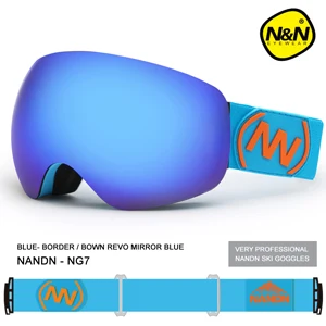 NANDN лыжные очки с большими линзами, противотуманные мужские и женские лыжные очки, большие Лыжные маски, снежные очки для сноуборда - Цвет: Blue Frame-Blue