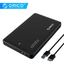 Чехол ORICO для жесткого диска 2,5 SATA для USB 3,0, корпус для жесткого диска, поддержка 2 ТБ с кабелем USB3.0 для 2,5 дюймов 7 9,5 мм HDD SSD