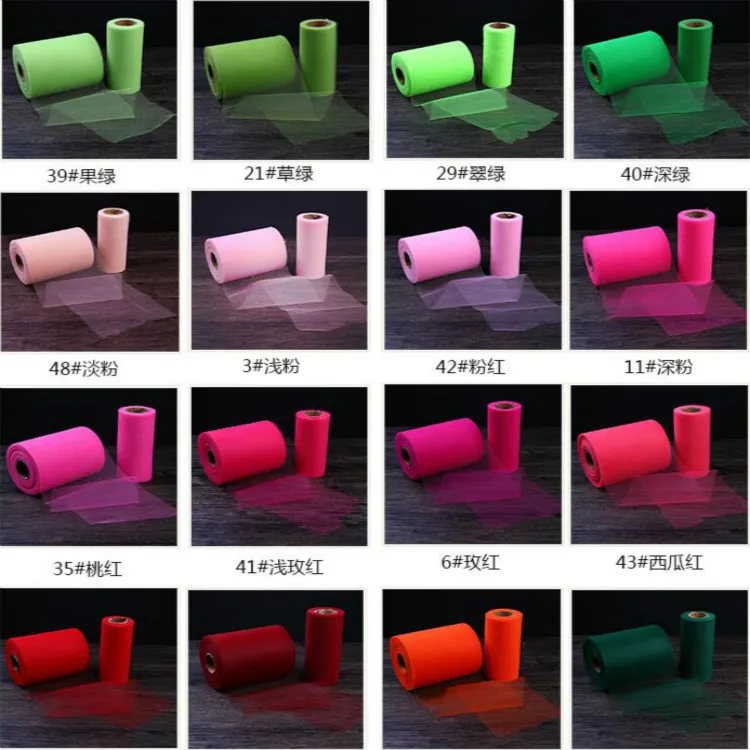 

Hot 15cm Tissue Tulle Roll Spool Craft Birthday Party Gift Wrap Wedding Decoration Organza Sheer Gauze Element ribbon 25 yards