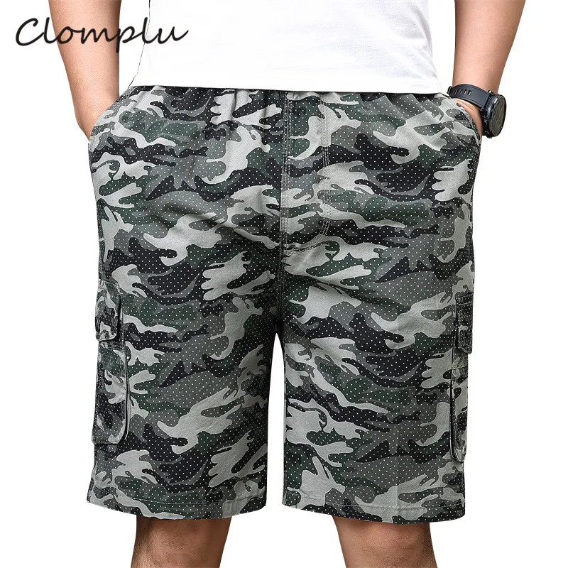 Clomplu камуфляжные шорты длина до колена Одежда для мужчин военный стиль летние шорты хлопок плюс размер свободные повседневные шорты
