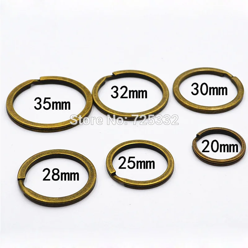 100pcs DIY Key Ring Metal Vintage Bronze Nickel Split Key chain Keyring 20mm 25mm 28mm 30mm 32mm 35mm Connectors