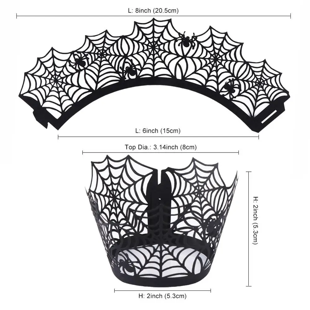 OurWarm 12 шт. кексы на Хэллоуин украшение для выпечки чашка полые бумажные упаковка для торта ведьмы спайдервеб замок Хэллоуин украшения