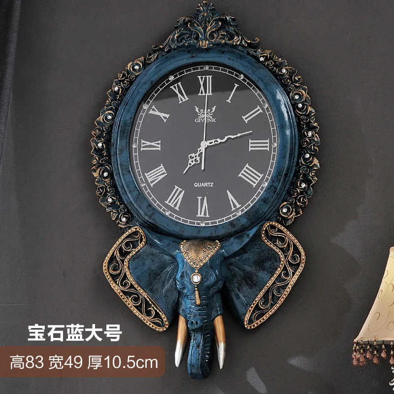 Retro Wall Clock Villa Wall Clock Elephant D-49X10.5X83cm  