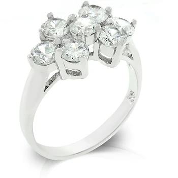 Round CZ Cluster Ring