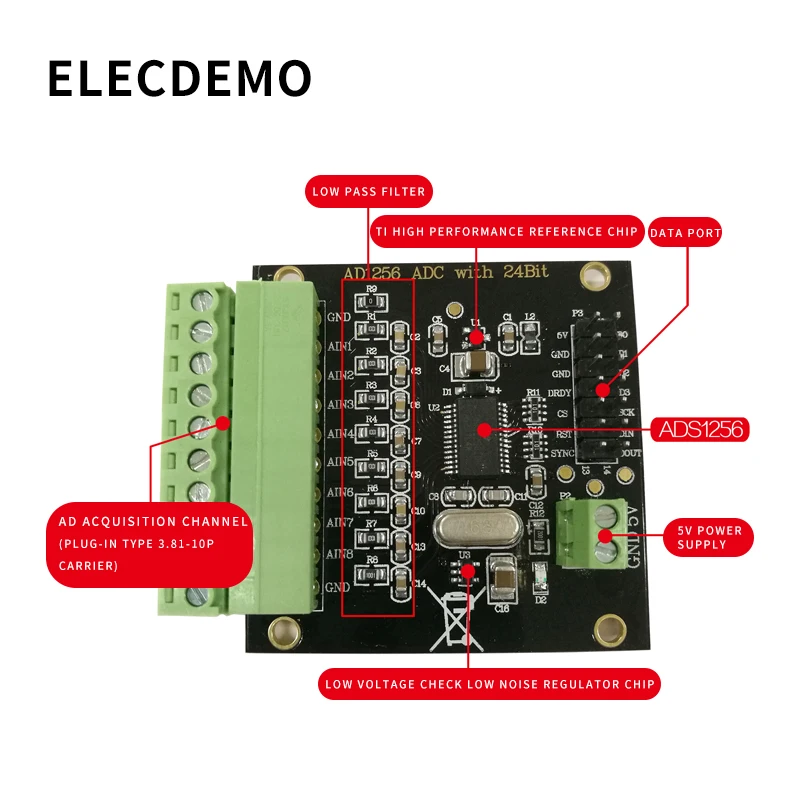 ADS1256 модуль 24 бита АЦП AD Модуль Высокая точность АЦП сбора данных карты аналого-цифрового преобразователя